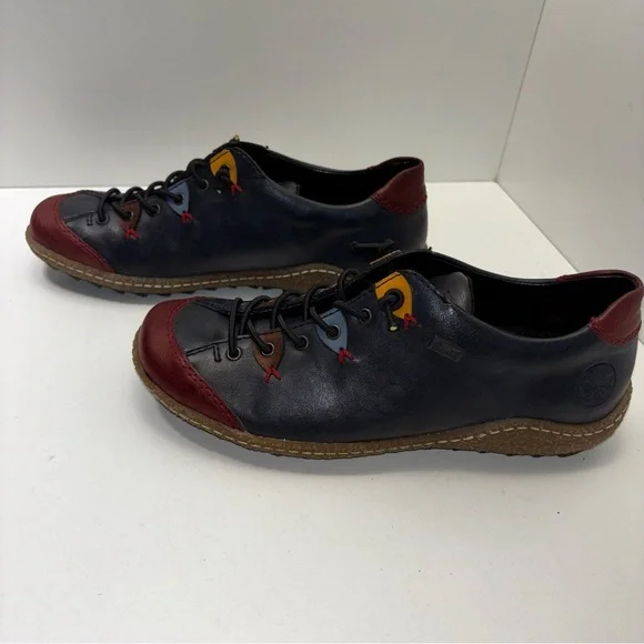Rieker Liv 61 (L7561) sneakers in navy blue, red, and brown color block - Picture 3 of 11